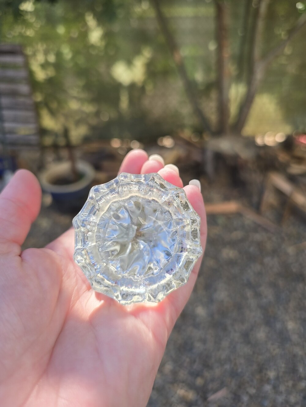 Vintage Antique Clear Glass Decorative Doorknob - Classic Faceted Design